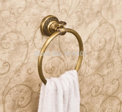 Wholesale And Retail Promotion NEW Antique Brass Towel Ring Hanger Wall Mounted Antique Brass Towel Bar Holder [Towel bar ring shelf-4848|]