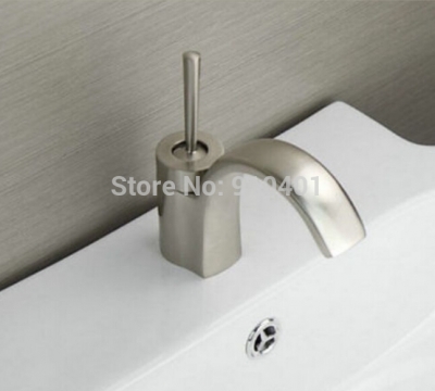Wholesale And Retail Promotion NEW Brushed Nickel Waterfall Bathroom Basin Faucet Single Handle Sink Mixer Tap