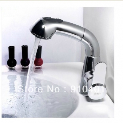 Wholesale And Retail Promotion NEW Chrome Brass Bathroom Basin Faucet Dual Sprayer Sink Mixer Tap Deck Mounted [Chrome Faucet-1229|]