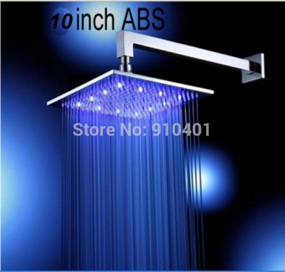 Wholesale And Retail Promotion NEW Chrome Brass LED Colors 10" Rain Square Bathroom Shower Head With Shower Arm