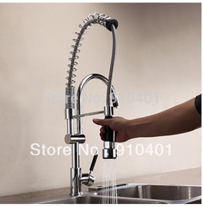 Wholesale And Retail Promotion NEW Chrome Brass Spring Kitchen Faucet Dual Spouts Single Handle Sink Mixer Tap [Chrome Faucet-910|]