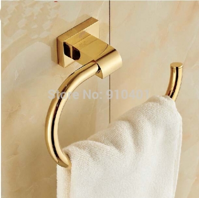Wholesale And Retail Promotion NEW Golden Brass Wall Mounted Towel Rack Holder Bathroom Towel Hanger Towel Bar [Towel bar ring shelf-5109|]