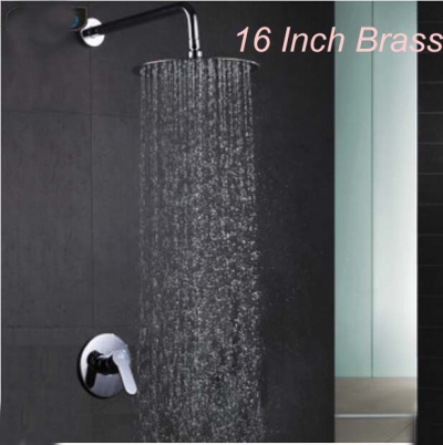 Wholesale And Retail Promotion NEW Luxury 16" Round Rain Shower Faucet Wall Mounted Chrome Brass Sinlge Handle