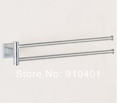 Wholesale And Retail Promotion NEW Stainless Steel Bathroom Dual Towel Bars Wall Mounted Swivel Towel Holders