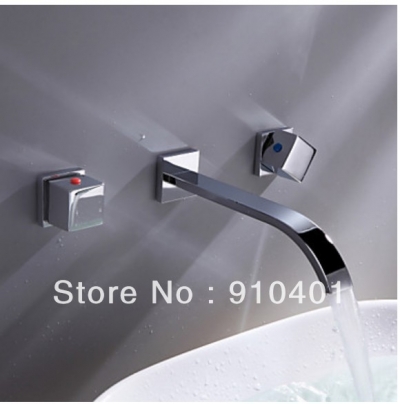 Wholesale And Retail Promotion Wall Mounted Widespread Bathroom Basin Faucet Dual Handles Sink Mixer Tap Chrome