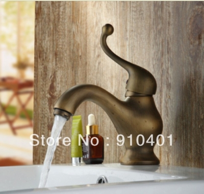 Wholesale And Retail Promotion eck Mounted Antique Bronze Bathroom Basin Faucet Single Handle Sink Mixer Tap [Antique Brass Faucet-279|]
