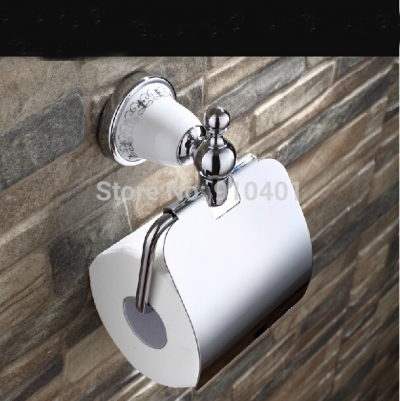 Wholesale And Retail PromotionCeramic Style Chrome Wall Mount Toilet Paper Holder With Cover Tissue Bar Holder [Toilet paper holder-4711|]