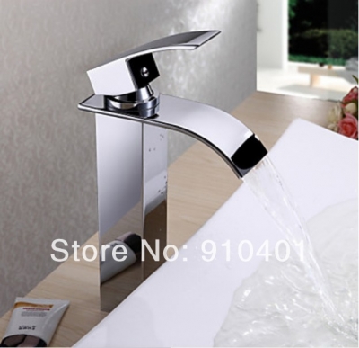 Wholesale and Retail Promotion NEW Modern Square Waterfall Bathroom Basin Faucet Single Handle Sink Mixer Tap [Chrome Faucet-1334|]