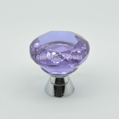 clear purple crystal cabinet knob 28g 30*28mm diamond shaped crystal cabinet handles tea color purple crystal knobs