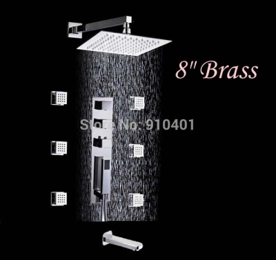 wholesale and retail Promotion Modern 8" Rain Shower Faucet Thermostatic Valve Mixer Tap Massage Jets Tub Spout [Chrome Shower-2095|]