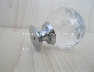 12 PCS / LOT 40MM CLEAR CUT CRYSTAL KNOBS ON SMALL CHROME BRASS BASE [Diameter40mm-255|]