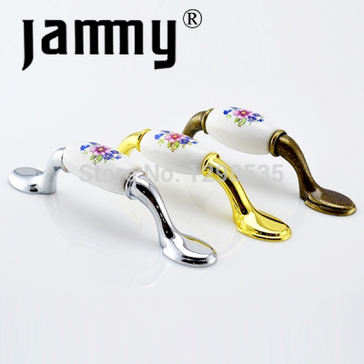 2pcs 2014 Ceramic Gold handle furniture decorative kitchen cabinet handle high quality armbry door pull