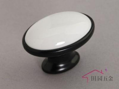 30/pcs Black & White oval Ceramic pull, Drawer knob, Handle Dia 40mm [CeramicHandles-187|]