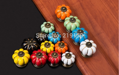 40mm Colorful Pumpkin Cabinet Ceramic Dresser Knobs And Handles Drawer Pulls Kitchen Furniture Door Hardware Puxadores Ceramica