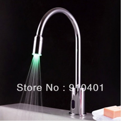 Brand NEW LED Brass Bathroom Sink Basin Faucet Mixer Tap Auto Infrared Sensor Chrome Finish [Chrome Faucet-1767|]