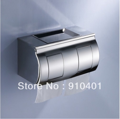 Brand NEW Luxury!Chrome Stainless Steel Bathroom Toliet Double Roll Paper Holder Box W/ ashtray