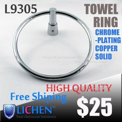 Chinese Factory LICHEN L9305 Modern Chrome plating Copper Brass Towel Rings Bathroom Accessories Bath Fixtures [Bathroom Accessories-14|]