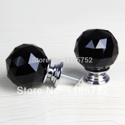 Diameter 50mm Brand New Sparkle Black Glass Crystal Cabinet Pull Drawer Handle Kitchen Door Wardrobe Cupboard Knob Free Shipping