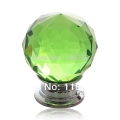 Free Shipping 1PCS Diameter 40mm Sparkle Green Glass Crystal Cabinet Pull Drawer Handle Kitchen Door Wardrobe Cupboard Knob