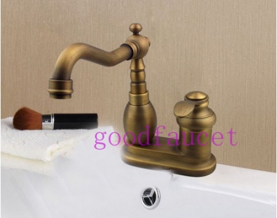 Modern Antique Brass 4 Inch Bathroom Basin & Kitchen Faucet Single Handle Mixer Hot and Cold Tap Swivel Spout [Antique Brass Faucet-441|]