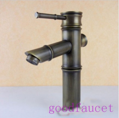 NEW Sale antique brass bathroom basin faucet vanity mixer tap bamboo shape single lever Wholesale and Retail