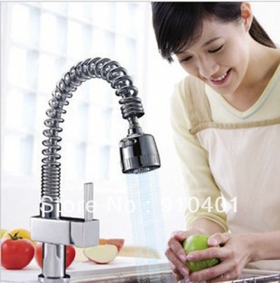 New Good Quality Pull Out Solid Brass Kitchen Faucet Spray Spring Sink Mixer Tap Chrome Finish Cheap Single Handle Deck Mounted