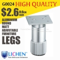 Round Aluminium alloy legs Height 8cm adjustable furniture legs&Cabinet legs(4 pieces/lot) LICHEN sofa feet B0024-80