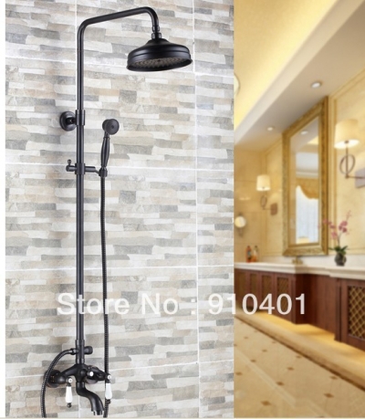 Wholdsale And Retail Promotion Oil Rubbed Bronze 8" Rainfall Wall Mounted Shower Faucet Set Bathtub Mixer Tap