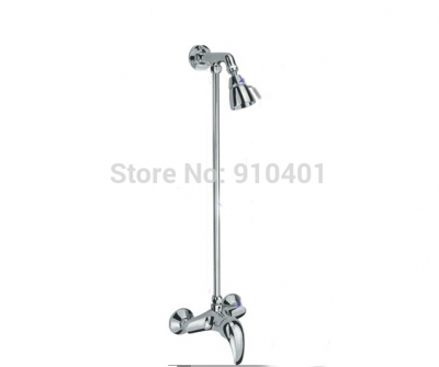 Whole Sale And Retail Promotion Polished Chrome Brass Rain Shower Faucet Set Single Handle Mixer Tap Wall Mount [Chrome Shower-2113|]