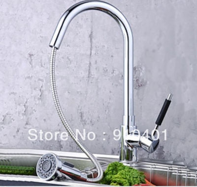 Wholesale And Retail Promotion Deck Mounted Chrome Brass Kitchen Faucet Pull Out Sprayer Vessel Sink Mixer Tap [Chrome Faucet-914|]