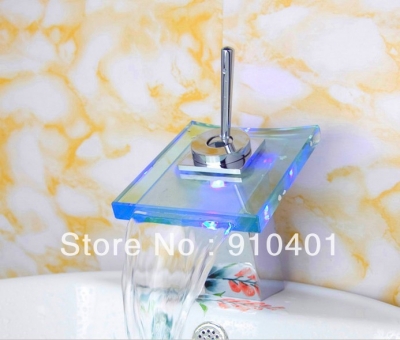Wholesale And Retail Promotion LED Color Changing Waterfall Bathroom Basin Faucet Swivel Handle Sink Mixer Tap [LED Shower-3267|]
