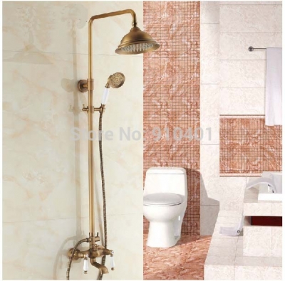 Wholesale And Retail Promotion Luxury Wall Mounted Antique Brass Rain Shower Faucet Tub Mixer Tap Hand Shower