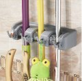 Wholesale And Retail Promotion Modern 3 Position Bathroom Mop Broom Holder Home Cleaning Tools With 4 Hangers