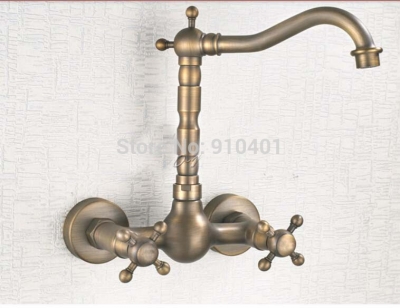 Wholesale And Retail Promotion Modern Antique Brass Bathroom Basin Faucet Wall Mounted Kitchen Sink Mixer Tap