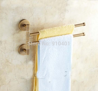 Wholesale And Retail Promotion Modern Luxury Bathroom Hotel Antique Brass Towel Rack Holder Swivel 2 Towel Bar