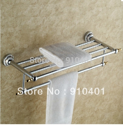 Wholesale And Retail Promotion Modern Luxury Wall Mounted Chrome Brass Towel Bar Cloth Rack Holder Towel Shelf [Towel bar ring shelf-4756|]