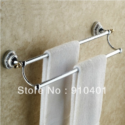 Wholesale And Retail Promotion Modern Polished Chrome Brass Wall Mounted Bathroom Towel Rack Double Bar Holder