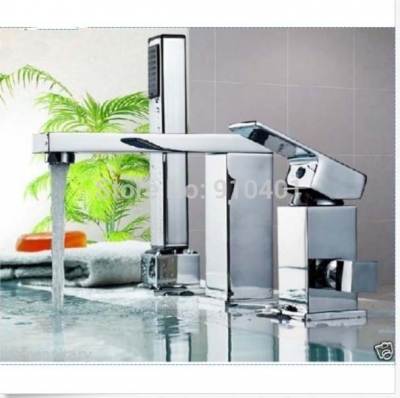 Wholesale And Retail Promotion Modern Square Bathtub Mixer Faucet Chrome Brass 3pc Bathroom Tub Sink Faucet Tap