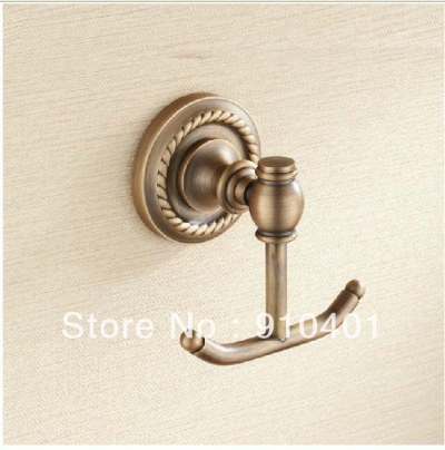 Wholesale And Retail Promotion NEW Antique Brass Wall Mounted Solid Brass Bathroom Hooks Towel Clothes Hangers