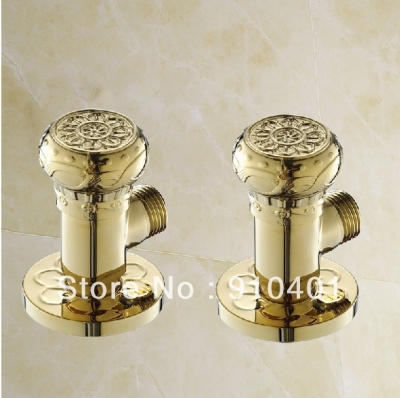 Wholesale And Retail Promotion NEW Golden Flower Carved Bathroom Angle Stop Valve 1/2" Male x 1/2" Male Thread [Bath Accessories-588|]