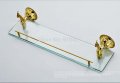 Wholesale And Retail Promotion NEW Luxury Golden Brass Embossed Art Bathroom Shelf Shower Cosmetic Glass Tier