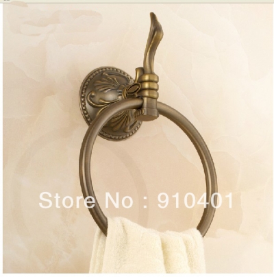 Wholesale And Retail Promotion NEW Modern Luxury Antique Bronze Bathroom Flower Towel Ring Tower Rack Holder [Towel bar ring shelf-4959|]