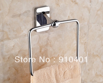 Wholesale And Retail Promotion NEW Polished Chrome Solid Brass Wall Mounted Square Towel Bar Towel Ring Holder [Towel bar ring shelf-4950|]