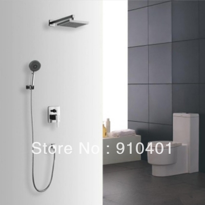 Wholesale And Retail Promotion NEW Wall Mounted 8" Rain Shower Faucet Set Shower Arm With Hand Shower Mixer Tap