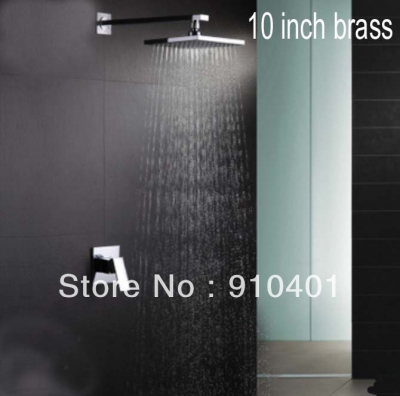 Wholesale And Retail Promotion Wall Mount Polished Chrome Shower Faucet Set 10" Rain Shower Head Single Handle [Chrome Shower-2305|]