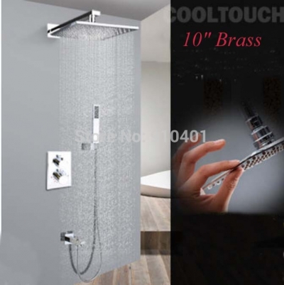 Wholesale And Retail Promotion Wall Mounted 10" Rain Square Shower Faucet Thermostatic Vavle Mixer Tap Tub Tap