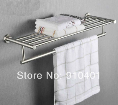 Wholesale And Retail Promotion Wall Mounted Brushed Nickel Round Bathroom Towel Shelf Towel Rack Holder Bars