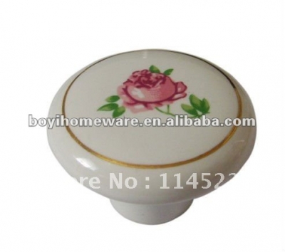 ceramic rose door knob ceramic handle wholesale and retail shipping discount 100pcs/lot P02-1 [SingleHoleKnobs-595|]