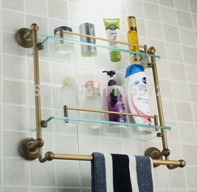 free shipping top quality bathroom glass towel shelf towel holder