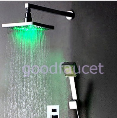 wholesale and retail promotion NEW Color Changing Rain Shower Faucet Set 12" Shower head + Hand Shower Chrome